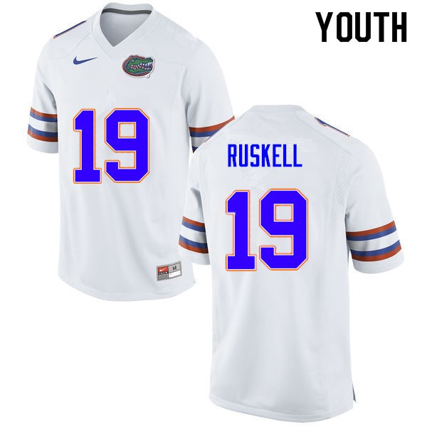 Youth #19 Jack Ruskell Florida Gators College Football Jerseys White